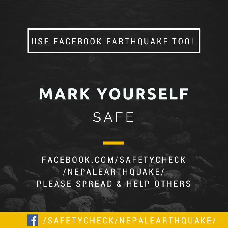 pradeepdotco's tweet photo. .@facebook just launched #Nepal #earthquake safety check tool. Please mark yourself safe, spread and help others! http://t.co/QKmuNAtEdi