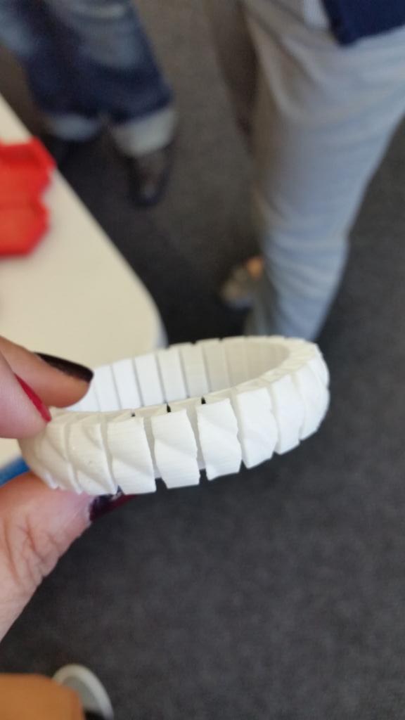 maybezaybe's tweet image. My very own 3D printed bracelet! I love you #higherEDcamp!
