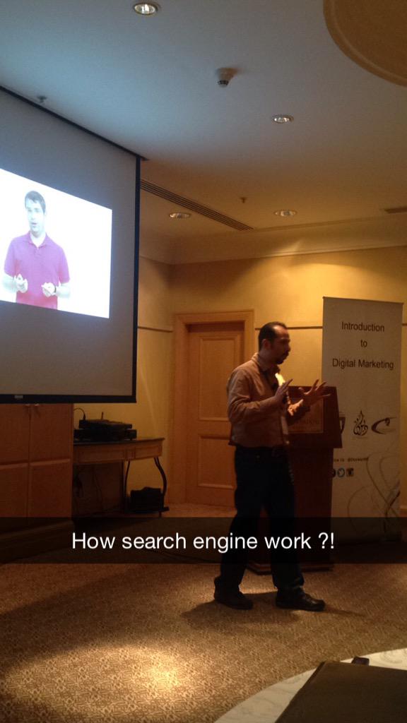 DeewanME's tweet photo. " Search engine marketing is where everybody is "  by @jshammas #DigMktgJO @ICJordanHotel http://t.co/hMp7LeelNS