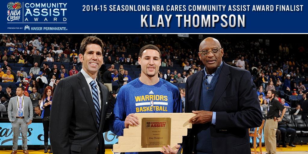 warriors's tweet photo. #DubNation, time is running out to help Klay Thompson win the #NBACommunityAssist Award. 

RT to vote. http://t.co/l8CGxyL0IU