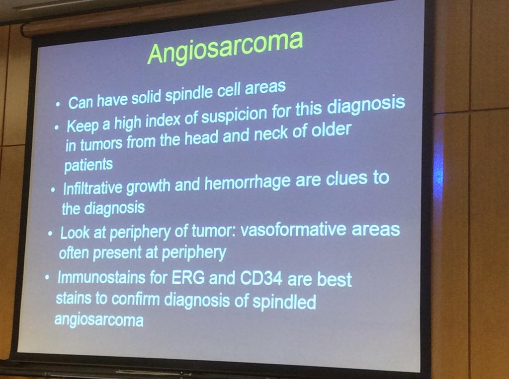 HassellLewis's tweet image. #angiosarcoma can make us #humble; note periphery of tumor not just the center @Pathologists #OSAP15 Dr. Billings