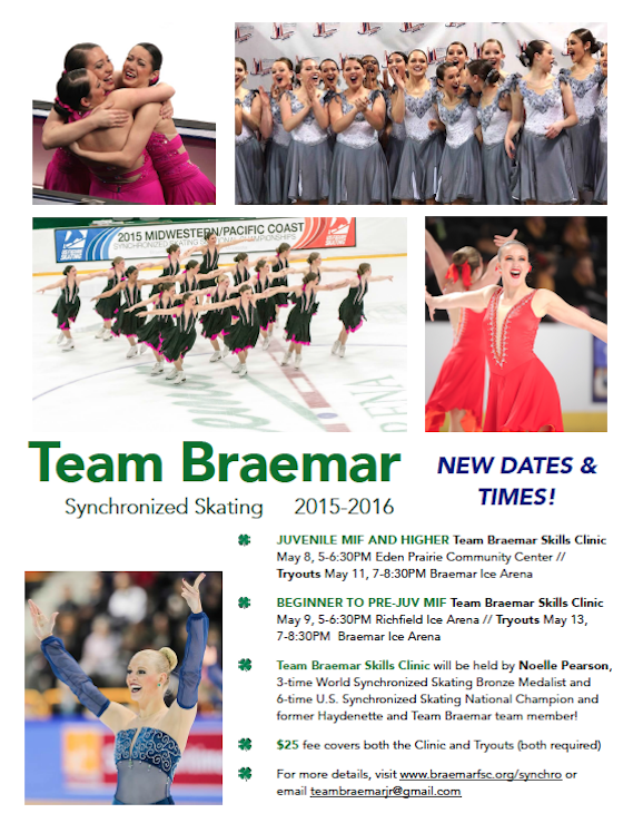 Announcing Team Braemar's 2015-16 Skills Clinics and Tryouts!  braemarfsc.org/synchro