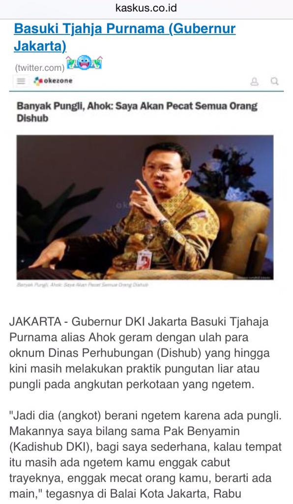 yang keempet ada Gub. DKI Jakarta <a href="/basuki_btp/">Basuki T Purnama</a> yang akan pecat semua orang dishub #AmukKepalaDaerah