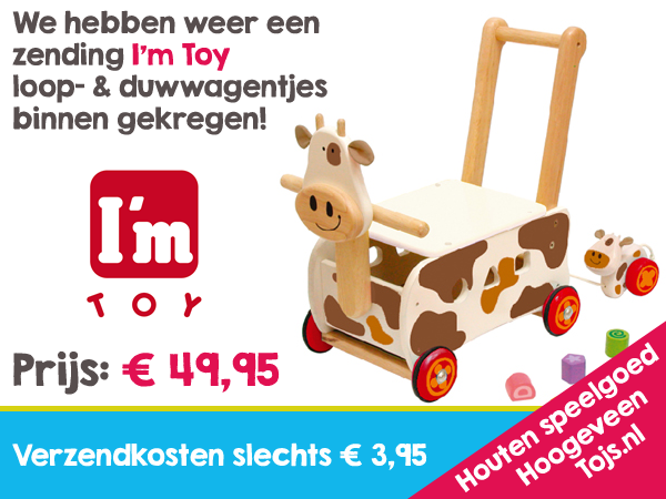 Tojsnl's tweet image. Samen met je vrienden of collega's een origineel houten speelgoed #kraamcadeau kopen? Wij tippen de #ImToy loopwagen!