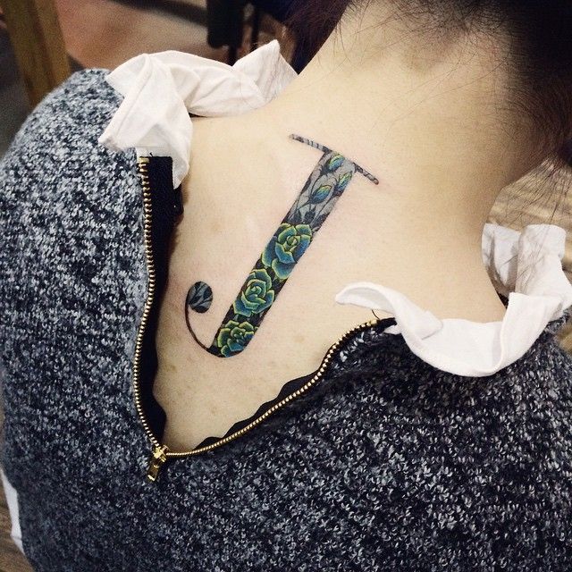 Letter J Temporary Tattoo Sticker OhMyTat