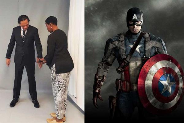 kontenwow's tweet photo. Ray Sahetapy sedang melakukan pengukuran baju untuk film 'Captain America: Civil War'. http://t.co/DQTG06jRuY