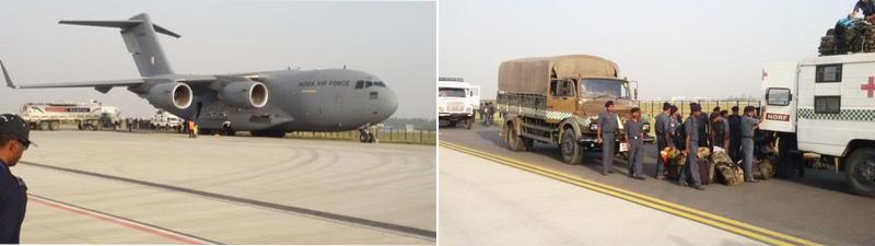 EconomicTimes's tweet photo. One C-17 Globemaster III has just taken off carrying 96 NDRF personnel, 15 tonnes of load: MoD on #NepalQuake ops http://t.co/lckGIGHkoG