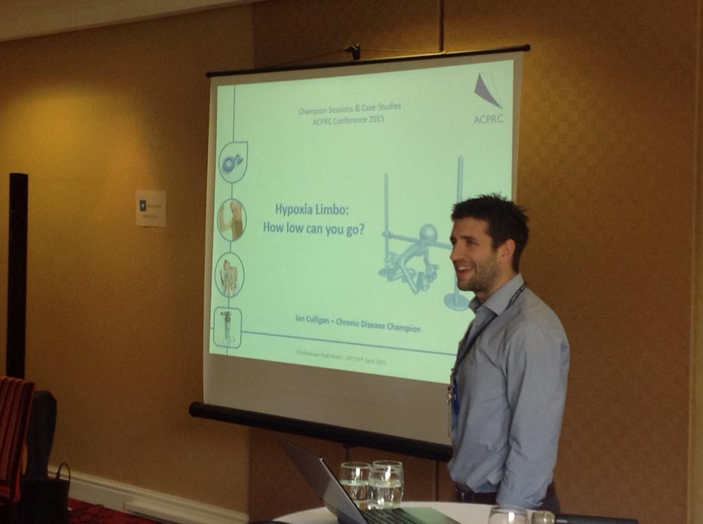 TheACPRC's tweet photo. .@Ian_Culligan ready to show us his hypoxia limbo!! #ACPRC2015 http://t.co/S3mphNO8I0