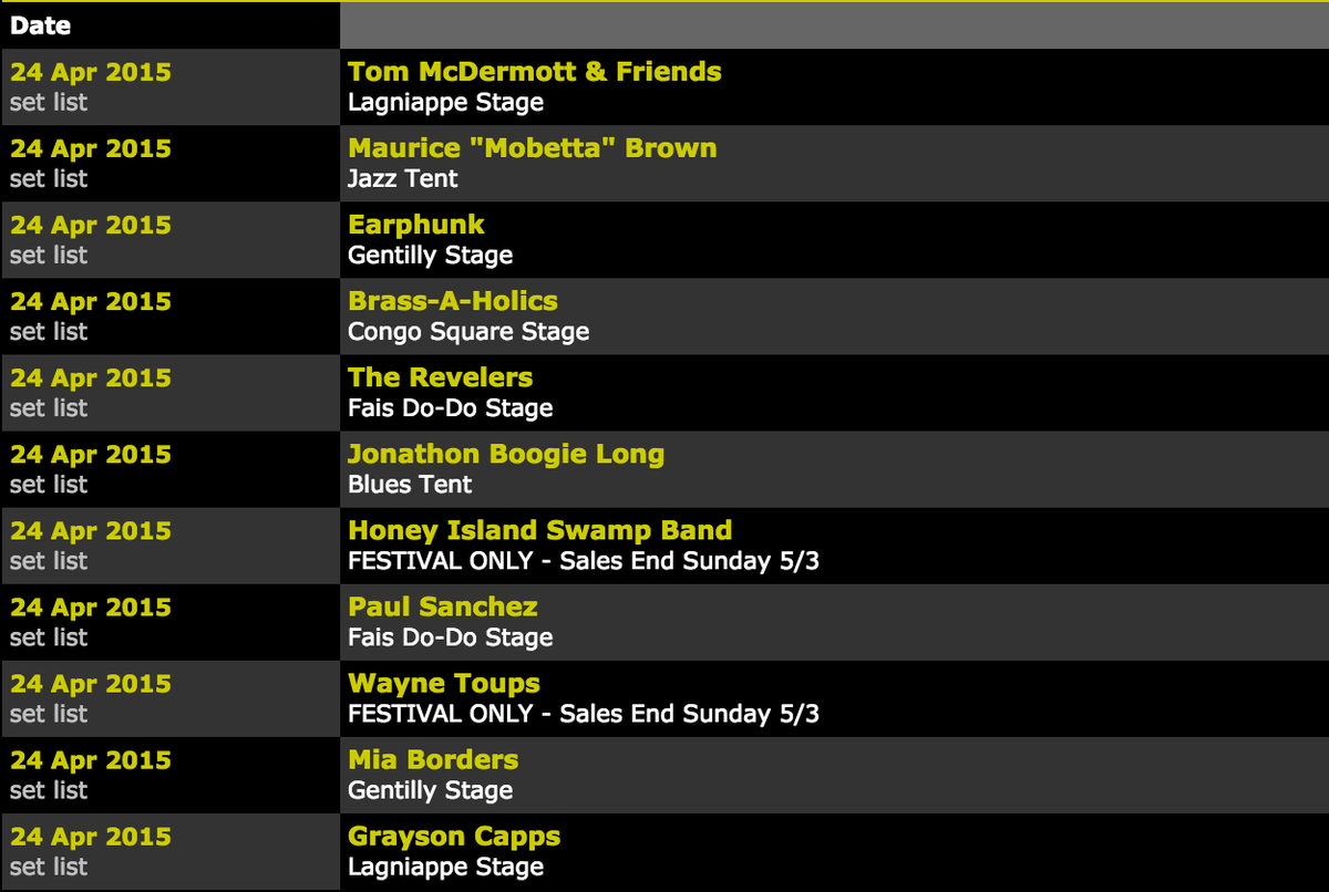 NOJazzFestLive's tweet photo. Hey yall! All the acts we recorded yesterday are available for CD order NOW at http://t.co/WqpIruJauR #jazzfest2015 http://t.co/8yNgC0vDKM
