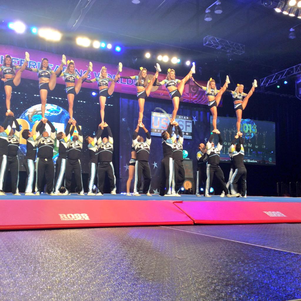 USASFcheer's tweet photo. The @OCAllStars_ representing the great state of California here at #worlds2015 !!!! http://t.co/mfztFvkNDn