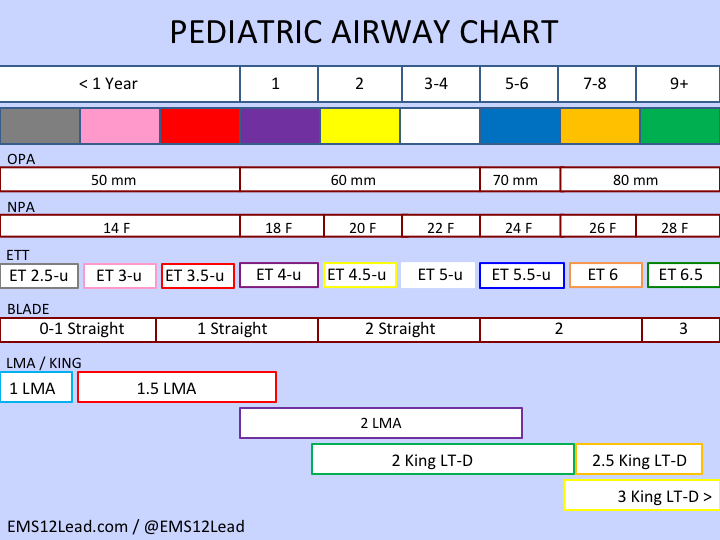 Nasal Airway Size Chart