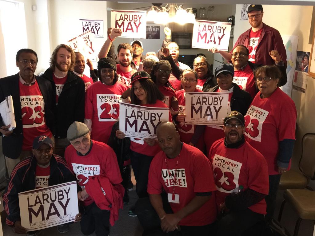 LaRubyMay's tweet photo. Gr8tful for the support of @unitehere23 spending their Saturday canvassing for #TeamLaRuby #so8MAYrise #Blessed http://t.co/bSKyUlwL1x