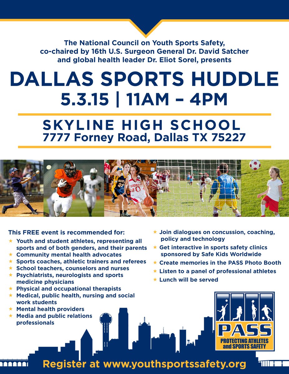 ythsportssafety's tweet photo. #PASSTour is headed to #Dallas. 5.3.15. Have YOU registered? http://t.co/431zfg5rlA. http://t.co/DlIzCvUIkS http://t.co/aM0TktmKB4