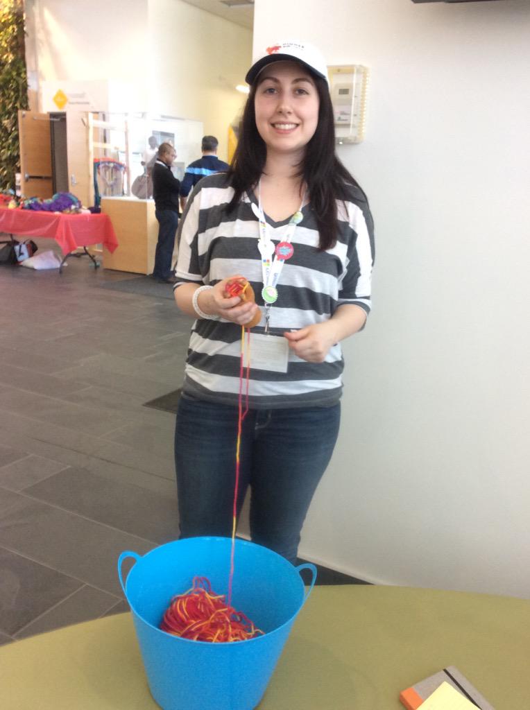 dawnbazely's tweet image. Wonderful projects showcased at #higheredcamp by Nadabia &amp;amp; @LauraCorbett7, @madsewins! #KnitToPearl #HandsOnEd