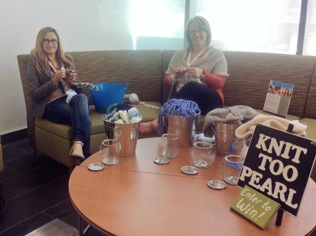 dawnbazely's tweet image. Wonderful projects showcased at #higheredcamp by Nadabia &amp;amp; @LauraCorbett7, @madsewins! #KnitToPearl #HandsOnEd