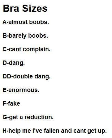 Hilarious joke about bra sizes? For more great jokes and humor for women visit www.bestfunnyjoke...