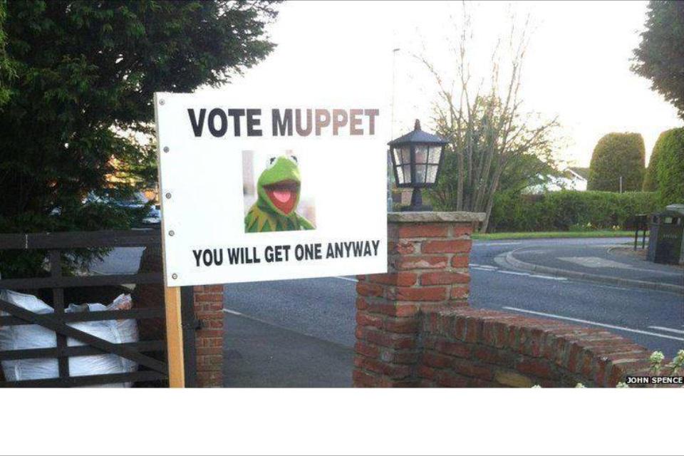 chrisflintoff's tweet photo. Best election sign you'll see http://t.co/P49TF8pard