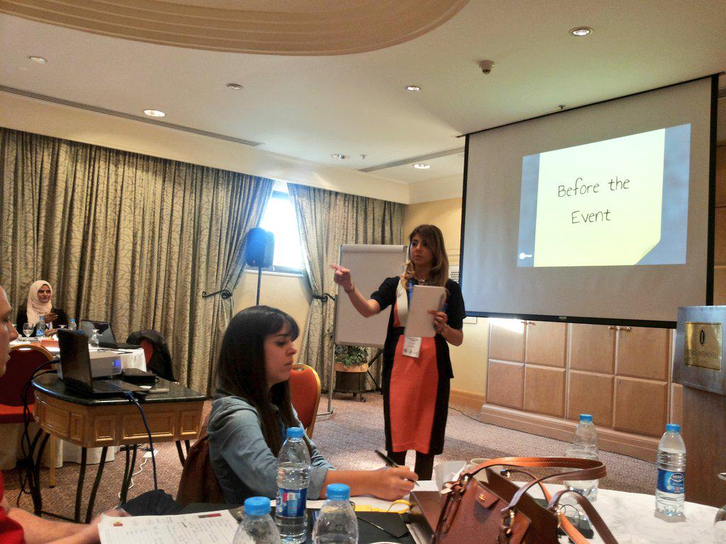 FerasNour's tweet photo. .@SafaRahal is giving us a brief about "Social Media Events Management" at #DigMktgJO by @DeewanME. http://t.co/C2EX2ENQst