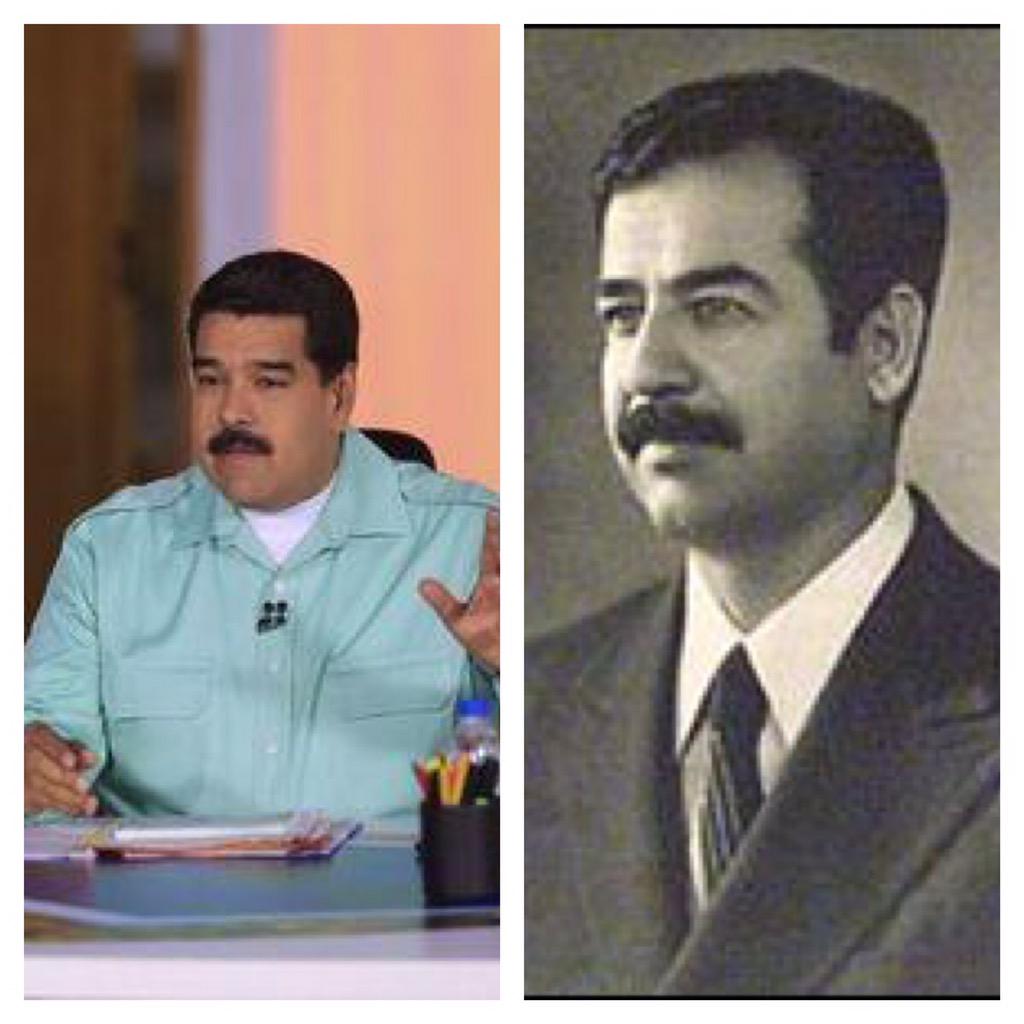 ScarYbyrD's tweet image. Venezuelan President Nicolas Maduro highly resembles ex-Iraqi President Saddam Hussein. #reincarnation #doppleganger