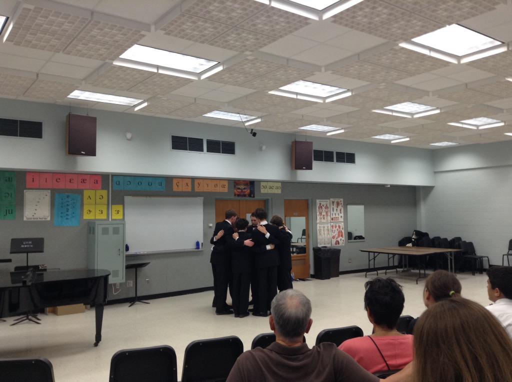 shs_chamber's tweet photo. The Boys with Benefits ensemble shares a team huddle before they perform. (Clark is in the middle). 🎶 http://t.co/5wmykunNUF
