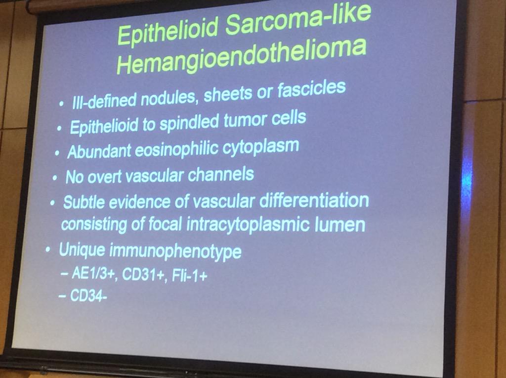 HassellLewis's tweet image. Epithelioid #sarcoma -like hemangioendothelioma- very helpful phenotype Dr. Billings #OSAP15