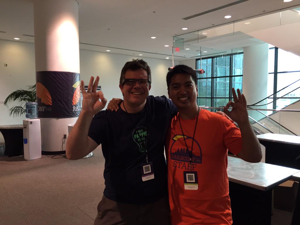 crigor's tweet image. Met another diver at #railsconf. With @lgleasain #underwaterrubybuddies @underwaterruby