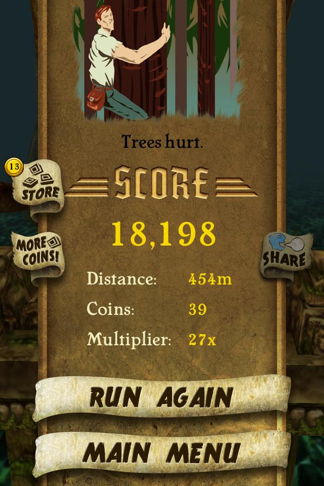 dbphilbeck's tweet photo. I got 18,198 points while escaping from demon monkeys. Beat that! http://t.co/d72aOI5eer #TempleRun http://t.co/oBKk6RLY83