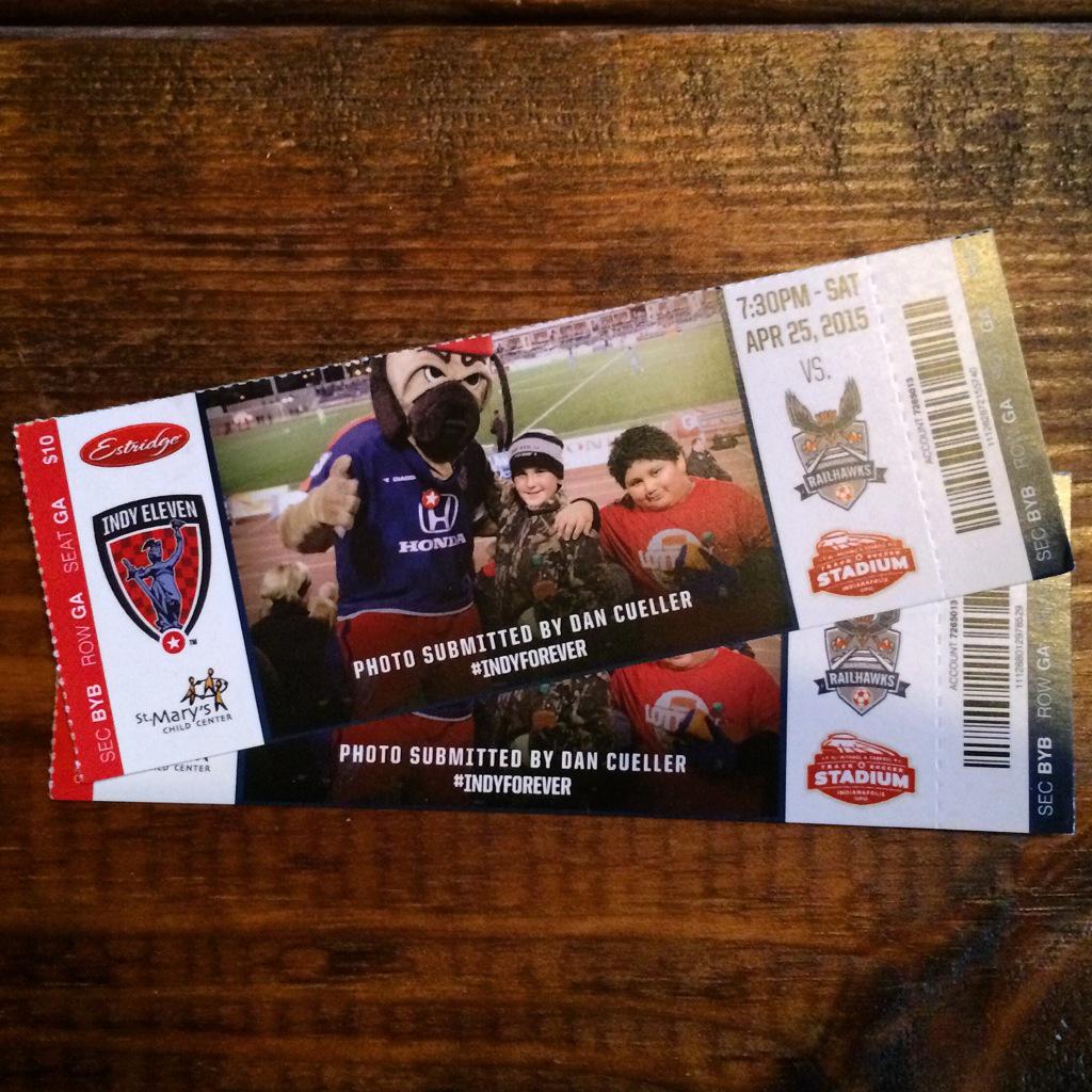 bindrapp's tweet photo. 2 Indy Eleven tickets for tonight's soccer match (7:30) up for grabs! #byb Local pickup only! RT for a chance to win! http://t.co/g7mEahHmAA