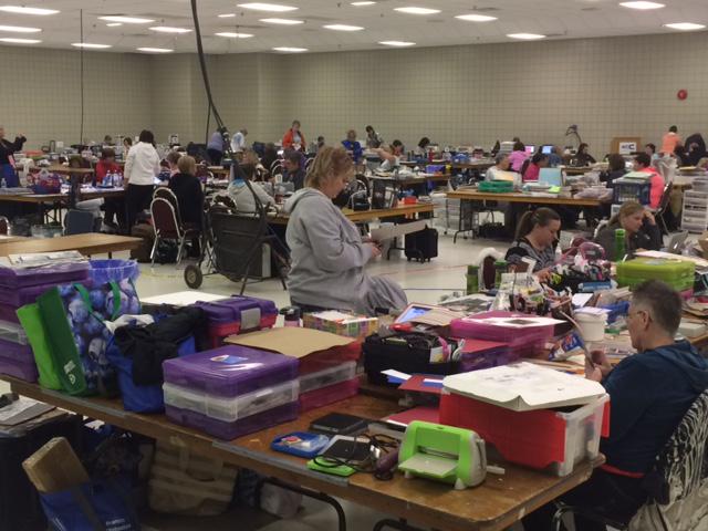 BRHCF2give's tweet photo. Crafty types busy at #bdnmb Scrapbookers Charity Convention in Keystone Centre! Proceeds to Room for Renewal campaign http://t.co/p1fC3pMrEp