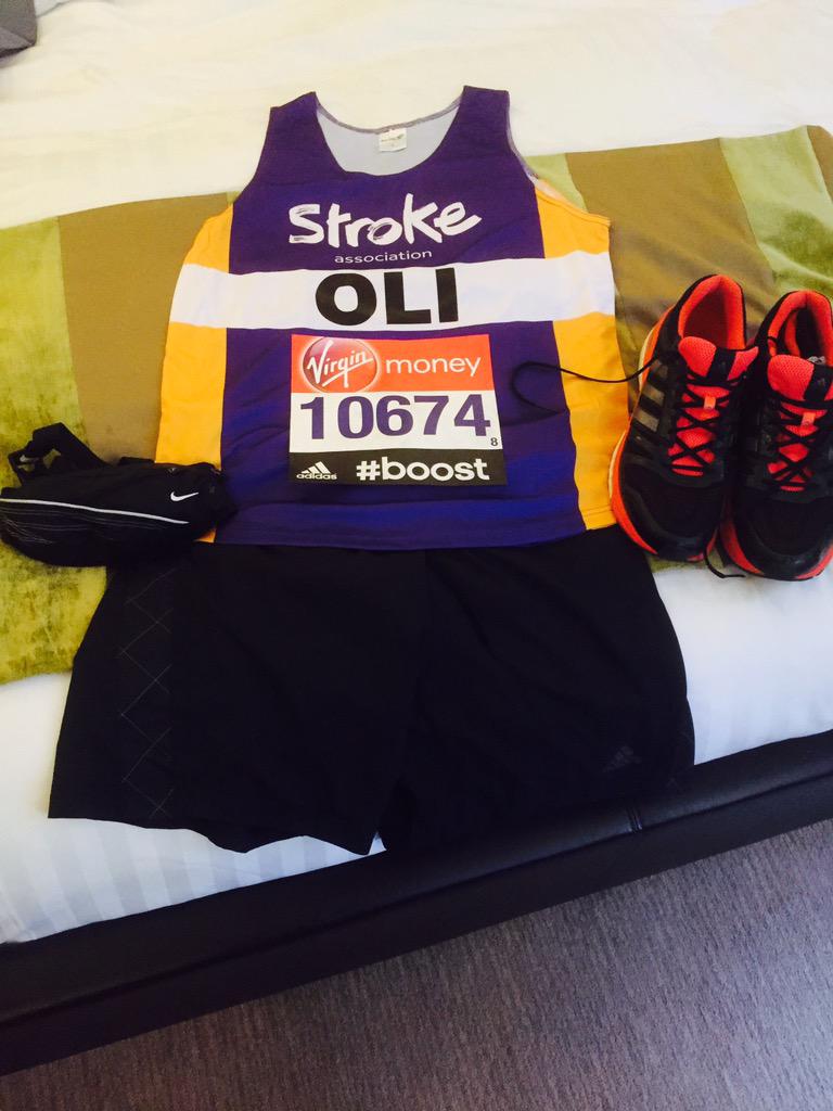 Olispurs87's tweet photo. All ready for tomorrow...let's get this done! #LondonMarathon #boostlondon http://t.co/MXyU6E2JAO