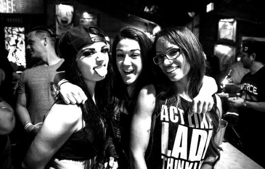 the_kevstaaa's tweet photo. When there's too many loves in one photo. @SashaBanksWWE @itsBayleyWWE @RealPaigeWWE http://t.co/ENlZBWLRWC