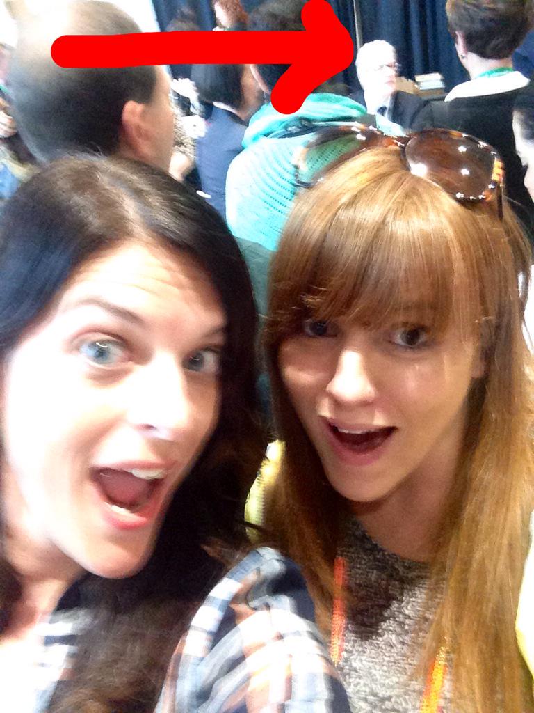 That's me and @Mrs_Robison4BMA waiting in line to meet <a href="/SirKenRobinson/">Sir Ken Robinson</a>- feeling very privileged to do so!#creativity