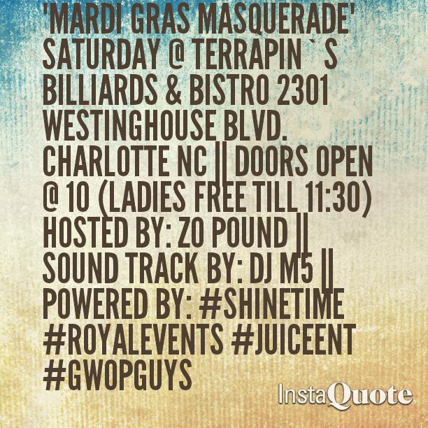 RoyalEvents803's tweet photo. #RatedMatureSaturdays TONIGHT @ #TERRAPINS 2301 Westinghouse Blvd Charlotte NC ( ladies FREE till 11:30 !!! ) http://t.co/87Dpe5wqlr