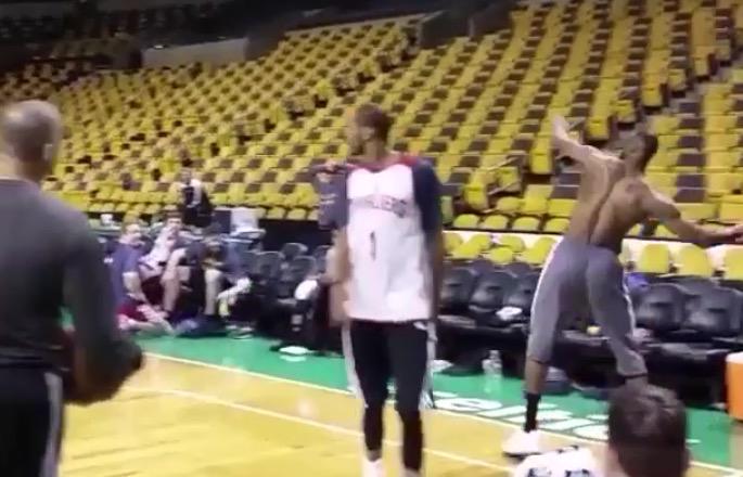 VIDEO: <a href="/KingJames/">LeBron James</a> launches a full-court shot like he was throwing a TD pass, nothing but net ble.ac/1zZnipy