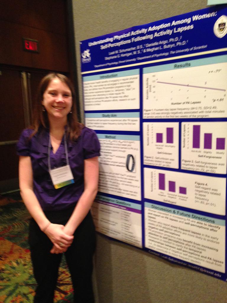 RowanCHASELab's tweet photo. #SBM2015 With @DUInnovationLab's Leah Schumacher on #exercise lapses in a #tech &amp; #socialnetworking intervention. http://t.co/uE86cg8Odv