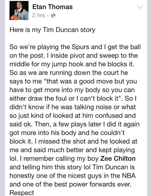 Happy 39th Birthday to the great Tim Duncan! Love this story from former NBA player Etan Thomas about Duncan 