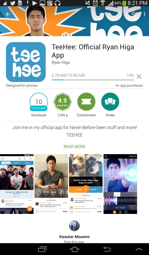 propagandahoe's tweet photo. @TheRealRyanHiga @FujiYoSean @DereLeektv @WillShayhan @slopsmcgee CANT WAIT!! #TeeHeeApp #downloading http://t.co/fZboXvWTwH