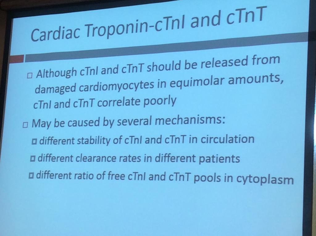 HassellLewis's tweet image. Troponins I &amp;amp; C in cardiac damage may result in different values due to many competing factors. Dr. Akl #OSAP15