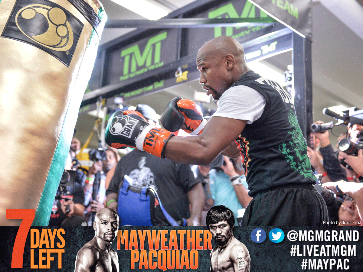 MGMGrand's tweet photo. One week from now. It's almost go time. #MayPac #LIVEatMGM http://t.co/T9FHB62Qua