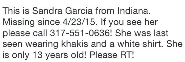 hoosierliam's tweet image. Guys, please help me out. This 13 year old girl is missing. Please call 317-551-0636 if you have ANY info.