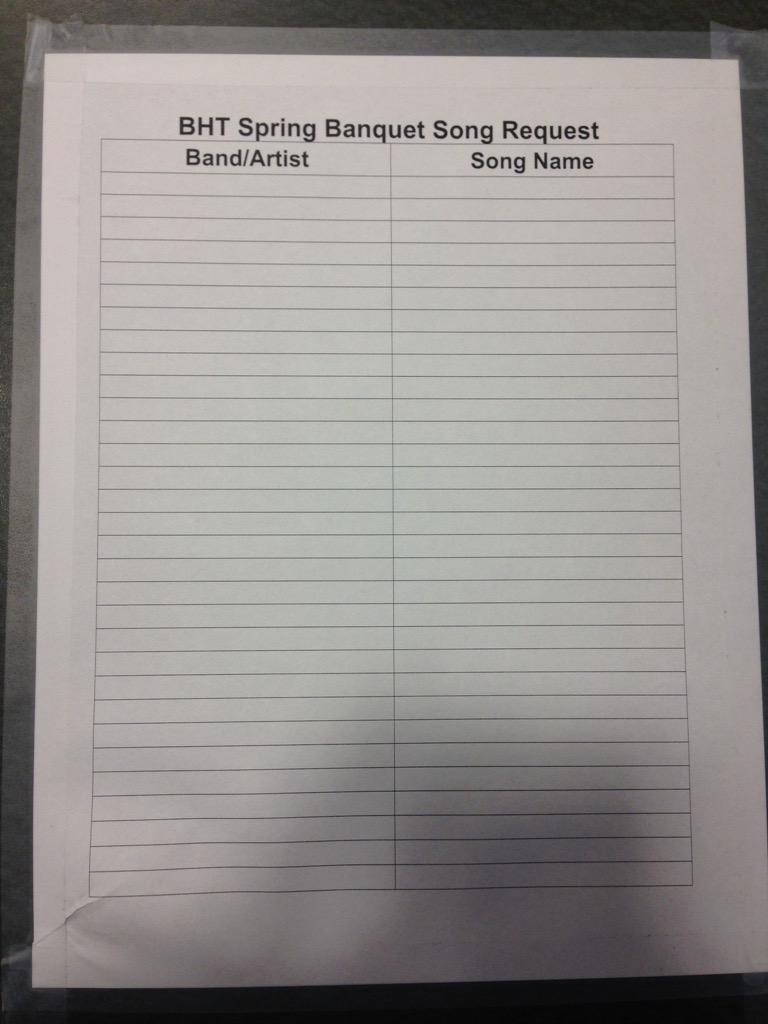 BHTlife's tweet photo. Song request sheet for the dance is up now at the front desk!!! http://t.co/ZYiJq5CRtI