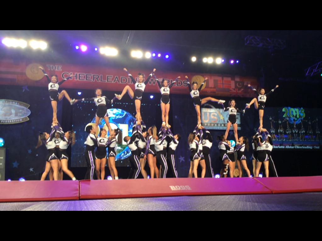 USASFcheer's tweet image. Teal from @GoCharlotteAS just painted the JCenter in purple and black with their impeccable routine! #worlds2015
