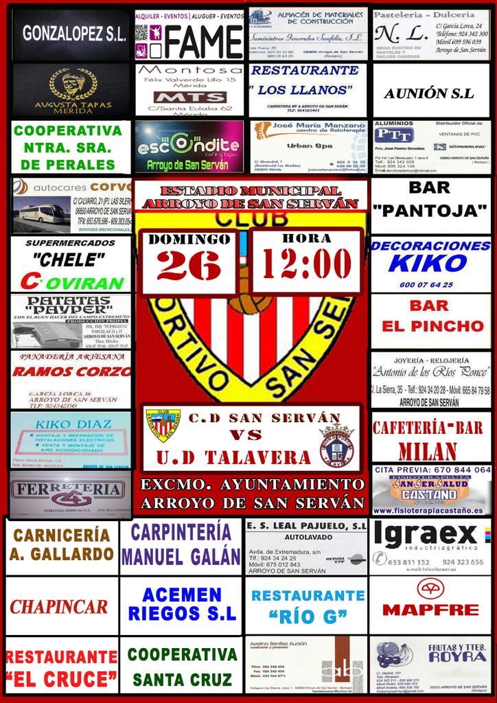 Buenos dias
Ultimo partido en casa contra Talavera y no podeis faltar.Ganas en aumento xq llegue la hora.VAMOS SANSEE