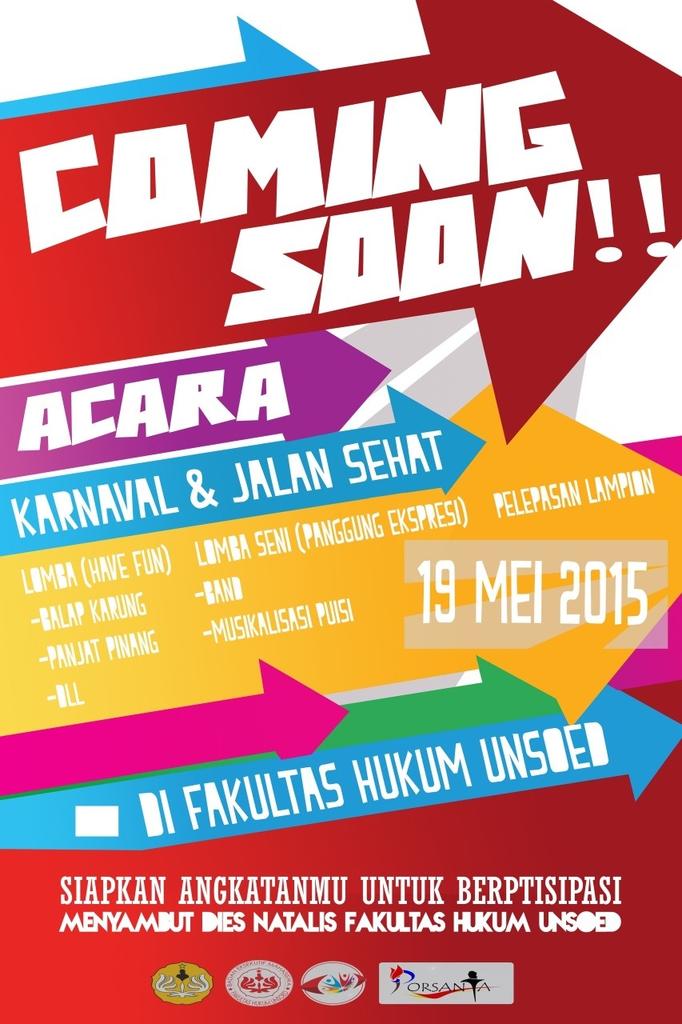 COMING SOON!!! PORSANTA 2015 FAKULTAS HUKUM "UNSOED".
19 MEI 2015. Mark your Calendar, guys! @BEM_FHUnsoed@BEM_Unsoed