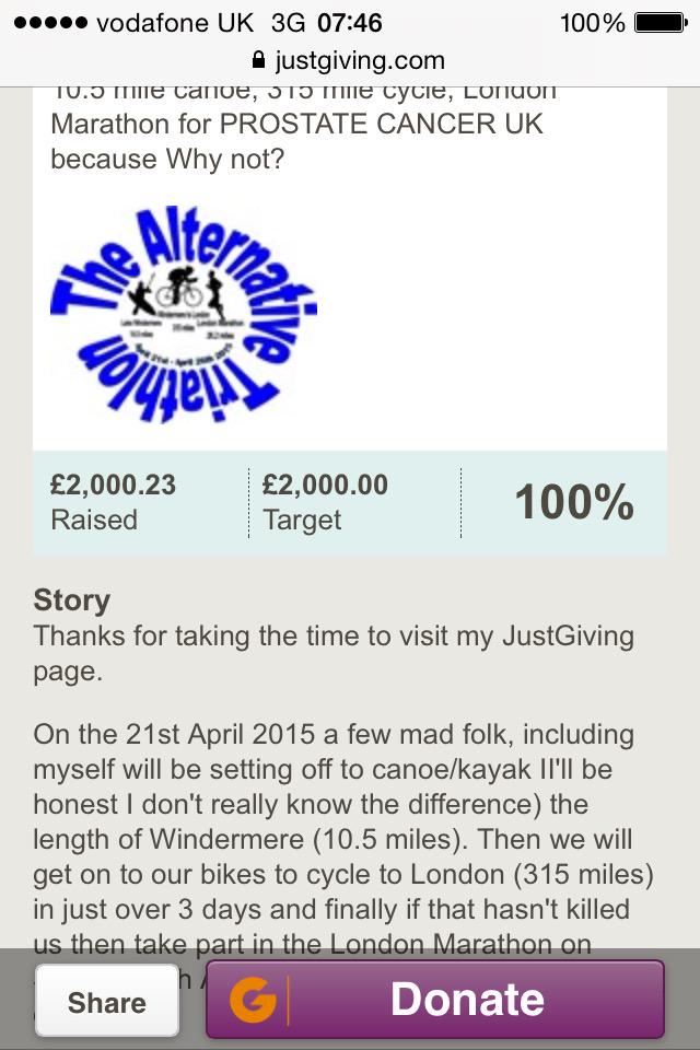 bravvers's tweet photo. Driving to @LondonMarathon start and an anon. donation has meant I've reached my @ProstateUK target! THANK YOU ALL! http://t.co/4HjSShXICL