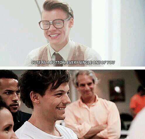 coachellarry's tweet photo. WHEN HARRY WAS PLAYING THE ROLE OF MARCEL AND LOUIS JUST.. 
#LarryALoveToRemember http://t.co/8E149taEu2