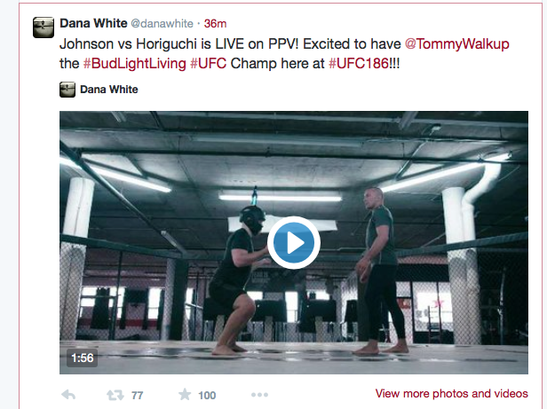 tommywalkup's tweet photo. Ummm, @DanaWhite just posted a video of me. WHAT THE WHAT #BudLightLiving #UFC186 http://t.co/qDKbk19xUu