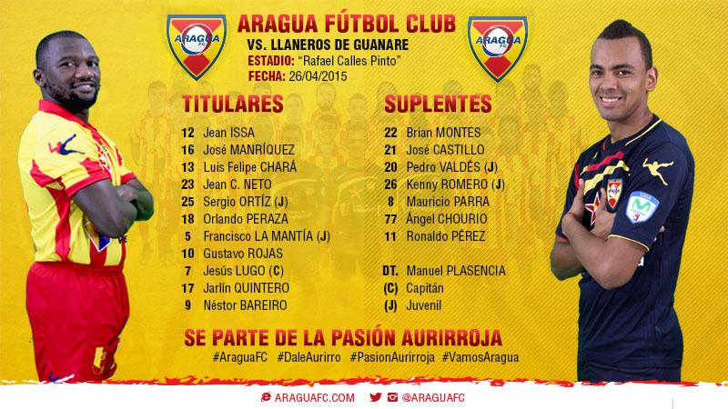 AraguaFC's tweet image. Este es el #OnceInicial del @AraguaFC que visita a Llaneros de Guanare en el Estadio "Rafael Calles Pinto" #VamosAFC