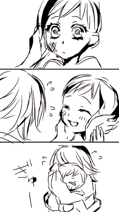 ちょっとしたラクガキ。ちょっぴり怪我したホァンたんを、泣き出すレベルで心配する折紙先輩の図。 