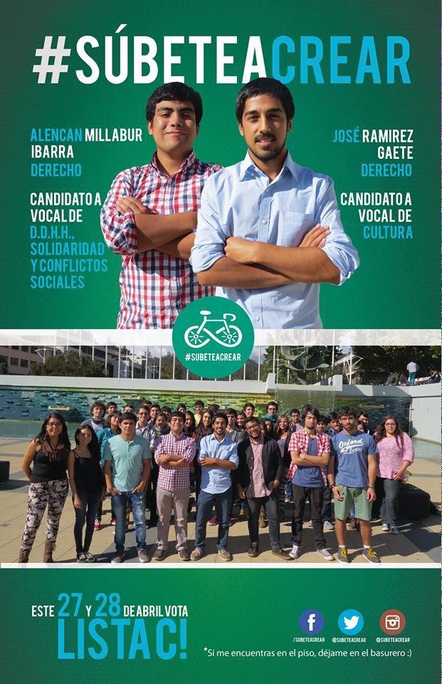 pmlfrrlp's tweet photo. Este 27 y 28 vota x la lista C en Cultura y DD.HH &amp; @SubeteACrear espacios inclusivos, participativos y transparentes http://t.co/Cw5HNIIFox